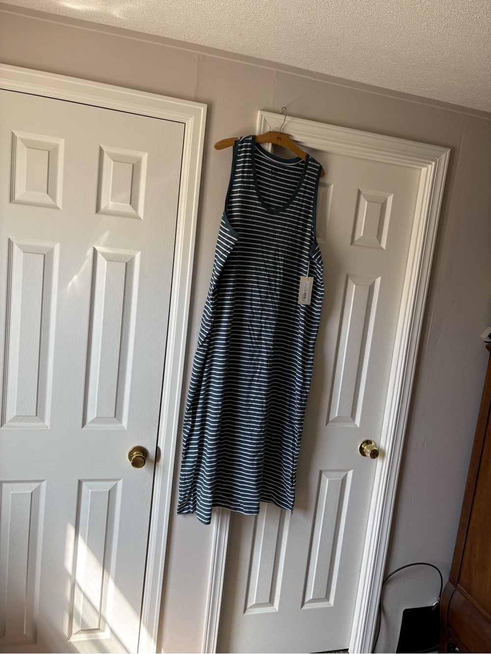 Pact Navy and White Striped Sleeveless Maxi Dress